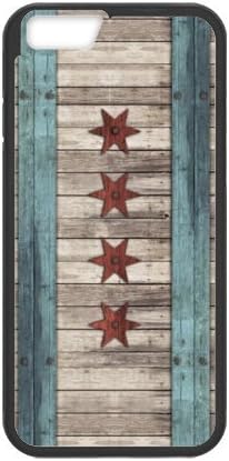 Chicago State Flag - Vintage Wood Pattern iPhone 6 Case Covers Anti-Scratch Extreme Protection Compatible with iPhone 6 4.7inches TPU(Laser Technology)