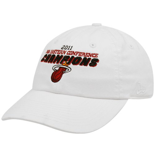 New Era Miami Heat Ladies White 2011 NBA Eastern Conference Champions Adjustable Slouch Hat ()
