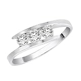 14K White Gold 3 Stone Channel Set Round Diamond Ring (1 2 cttw - H-I - SI)