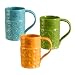 Grasslands Road Studio 100 Splash of Color 18-Ounce Smiley Face Message Mugs Blue/Green/Orange Three Styles, Set of 6