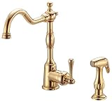 Danze Opulence Single-Handle Kitchen Faucet with Lever Handle and Spray, Polished Brass PVD #D404214PBV