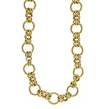 14K Gold Yellow Round Link Necklace 24 Inch
