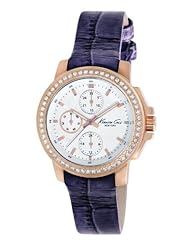 Kenneth Cole New York Womens KC2806 Dress Sport White Multi-Function Dial Stone Blue Strap Watch