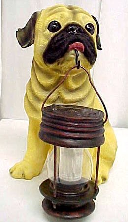 Cute Pug Outdoor Statue Solar Light Garden Dog