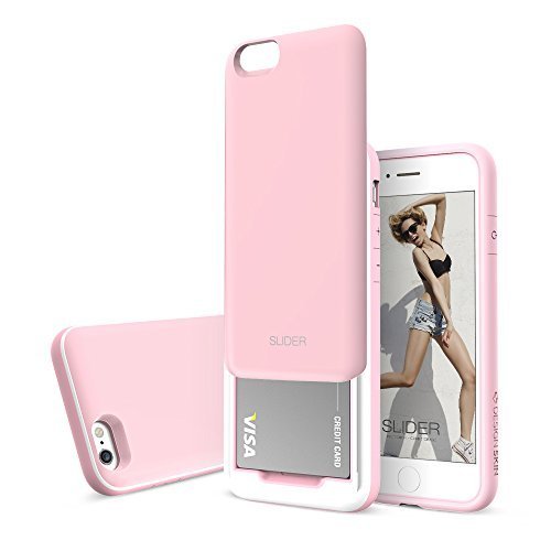 Slider 3-Layered TPU PC Storage Slot Sliding Case for iPhone 6S Plus / 6 Plus - Baby Pink