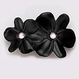 Caravan Double Stoned Flower Barrette Black 3-1/4