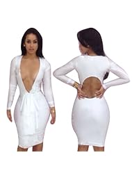 Sexy Polyester/Spandex Above the Knee Open-Back Goddess Long Sleeves Bandage Dress/Bodycon Dress/Club Dress/Mini Dress 