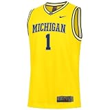 Nike Elite Michigan Wolverines #1 Gold Replica Basketball Jersey