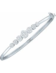 1.00ctw 3.5mm (1/7")-6.6mm Diamond Flower Bangle 14K White Gold