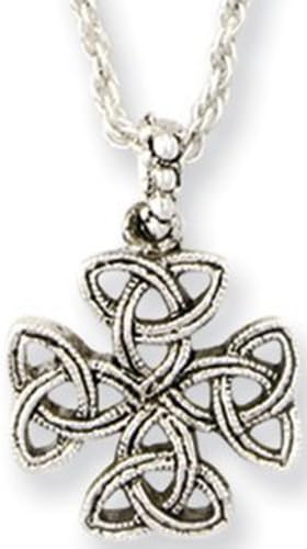 Cross Vatican Celtic Trinity 16in W/ext Necklace Silver-tone