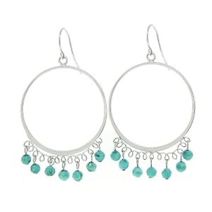 Click here to buy Sterling Silver Turquoise Round Chandelier Earrings by Amazon.com Collection.