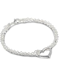 Roman Bride Tailored Heart High Polish Chain Bracelet, 7.75"