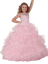 Girls Lace-Up Crystal Sequined Crystals Organza Floor Length Pageant Dress/Party Dress 