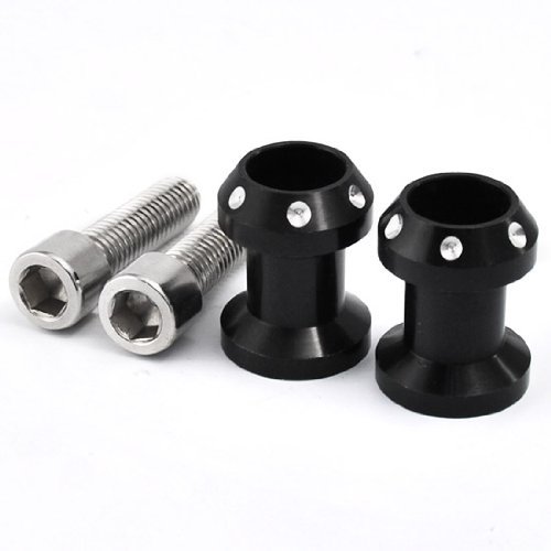 2x JDM Style Black Anodized CNC Billet Aluminum Swingarm Stand Spool Slider Protector 10mm For Kawasaki Ninja 250 650RR ZX-6R ZX-9R ZX-10R Street Sport Racing Bike