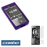 Dark Purple Durable Soft Silicone Skin Cover Case + Clear Reusable LCD Screen Protector for HTC T-mobile Touch Diamond PDA Smartphone