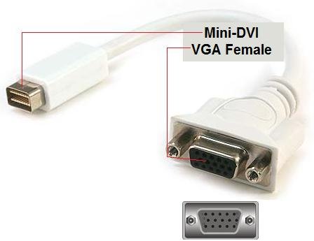 Mini-DVI to VGA Female Adapter Cable - iMac (Intel Core Duo), MacBook, and 12-inch PowerBook G4