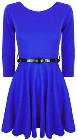 Funky Boutique Women's 3/4 Sleeve Skater Dress Electric Blue ML 12-14
