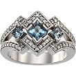 14K White Gold Swiss Blue Topaz and Diamond Ring