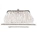 Crystals kiss lock satin pleated evening wedding prom bridal clutch lady handbag