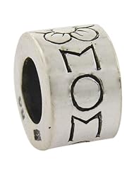 Biagi Mom with Flowers Sterling Silver Bead, Pandora Compatible