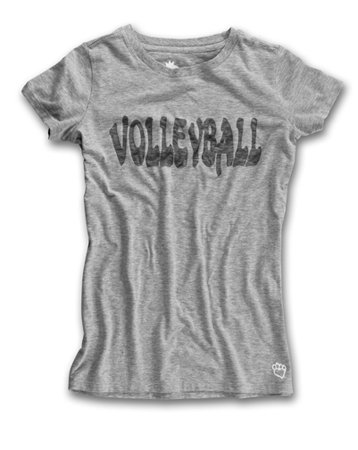 Sports Katz Womens Volleyball Burn out Gray T-Shirt