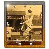 Vintage Detroit Tigers Making the Catch Black 1 - 6x6 Desk Clock