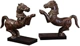Horse Bookends (2) 11hx11w Dstrssd Chestnt