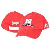 University of Nebraska Corn Huskers Slouch Fit Adjustable Sport Hat(Basketball) - Red