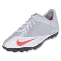 Nike Mercurial Veloci V KIDS Turf Soccer Shoes (Metallic Platinum/Hot Red/White/Max Orange)
