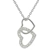 Tressa Sterling Silver Cubic Zirconia Accented Double Heart Necklace