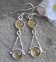 Sterling Silver Double Stone Citrine Long Hook Earrings