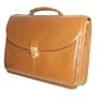 David King Flap Over Structured Briefcase-Tan