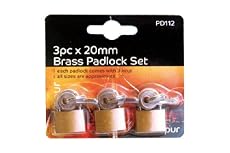 3 PIECE LUGGAGE TRAVEL BRASS PADLOCK SET SIZE 20 MM HEAVY DUTY LOCKS