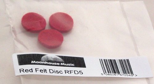 Red Felt Disc - Pack of 3 - 16mm x 2mm - for