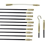 33-Feet Pro-Grade Fiberglass Rod Wire Cable Fishing Push-Pull Kit - Ten 39" Rods - Access Ceiling Wall Floor