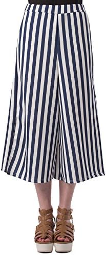 Hidden Fashion Womens Ladies High Waisted Culotte In Vertical Stripe Print. [Multi_12]