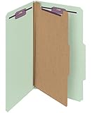 Smead Pressboard Classification File Folder with SafeSHIELD&reg; Fasteners, 1 Divider, 2" Expansion, Legal Size, Gray/Green, 10 per Box (18776)