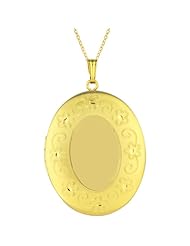 14K Gold over Sterling Silver Oval Shaped Locket Necklace
