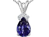 1.56 cts Genuine Iolite and Diamond Pendant - 14kt White or Yellow Gold
