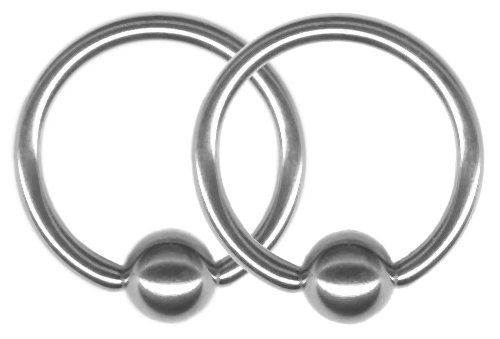 Pair of 14 gauge Captive Bead Rings-Basic Stainless Steel CBR-Lip Ring-Cartilage Earring-Nipple Ring