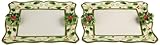 DII Holly Holiday Hostess Ceramic Earthenware Cookie Platter, 12-3/4-Square, Same Design, Set of 2