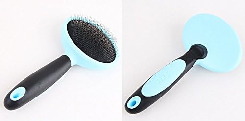 TPCROMEER Pet Fur Grooming Shedding Brush Stainless Steel Comb Rake Dog Cat Long Short Hair Ball Head Pins - Blue