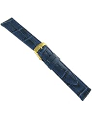 20mm Morellato Genuine Leather Alligator Grain Lightly Padded Stitched Matte Blue Watch Band Regular-2226