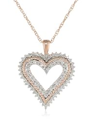 10k Gold Heart Diamond Pendant Necklace (1/10 cttw, I-J Color, I2-I3 Clarity), 18"