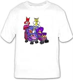 T-shirt with walking, stroller, baby, cat, mother