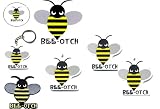 Coolest Ever Bumbleblee BEE-OTCH Air Fresheners Gift Set! Huge Collectables Set of 3 Bee-otch Air Fresheners, 1 Beeotch Keychain, 1 Bee-otch Button, 1 Beeotch vinyl sticker/decal & 1 Bumblebee embroidered collectible Patch! Bee-otch Air Freshener is seen in Bumblebee in the Transformers Movie!! Hot Gifts Set! New Today!