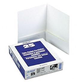 Oxford 53404 - Twin-Pocket Linen Paper Portfolio, White-ESS53404
