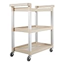Rubbermaid Service Cart with Brushed Aluminum Uprights, 3-Shelf, 16-1/4 x 31-1/2 x 36, Beige (9T6571BG)