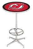 36" New Jersey Devils Counter Height Pub Table - Chrome Base with Footrest