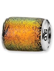 Orange Dichroic Glass, Barrel Charm for 3mm Charm Bracelets